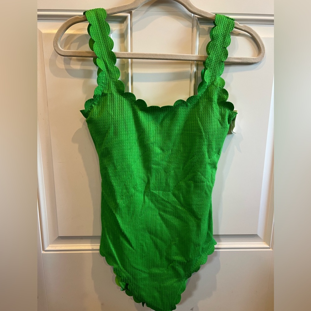 AERIE Green Scalloped One-Piece Swimsuit Size S Long